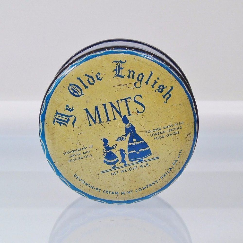 Ye Olde English Mints Tin Devonshire Cream Mint Company Philadelphia PA Vintage